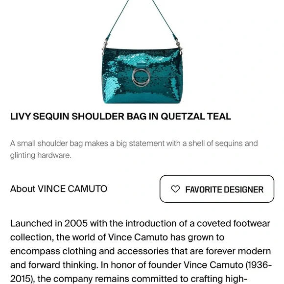 Vince Camuto sequin shoulder bag- Livy-Quetzal Teal NWT $158 Emerald Blue-Green - Picture 7 of 14